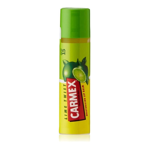 Cosmetolux Carmex Lime Twist SPF 15 moisturizing lip balm stick, 4.25g, with lime flavor and sun protection.