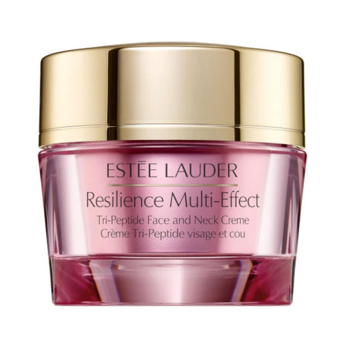Cosmetolux firming cream with SPF 15, Estee Lauder Resilience Multi-Effect, 50 ml, in a sleek jar with a silver lid
