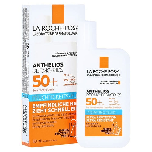 Children's sunscreen by La Roche Posay with SPF 50+ in a 50 ml tube, designed to protect young skin from sun damage.