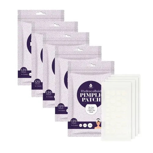 Hydrocolloid Pimple Patch, 120-Count, Multi Size Acne Solution 5 Pack Cosmetolux