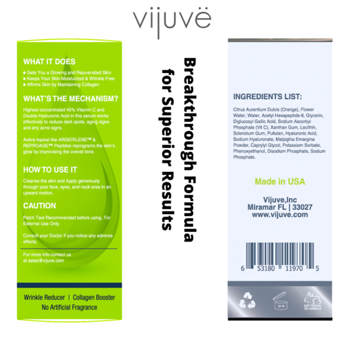 Cosmetolux Vijuve Vitamin C Face Serum with double hyaluronic acid and collagen for glowing, hydrated skin.