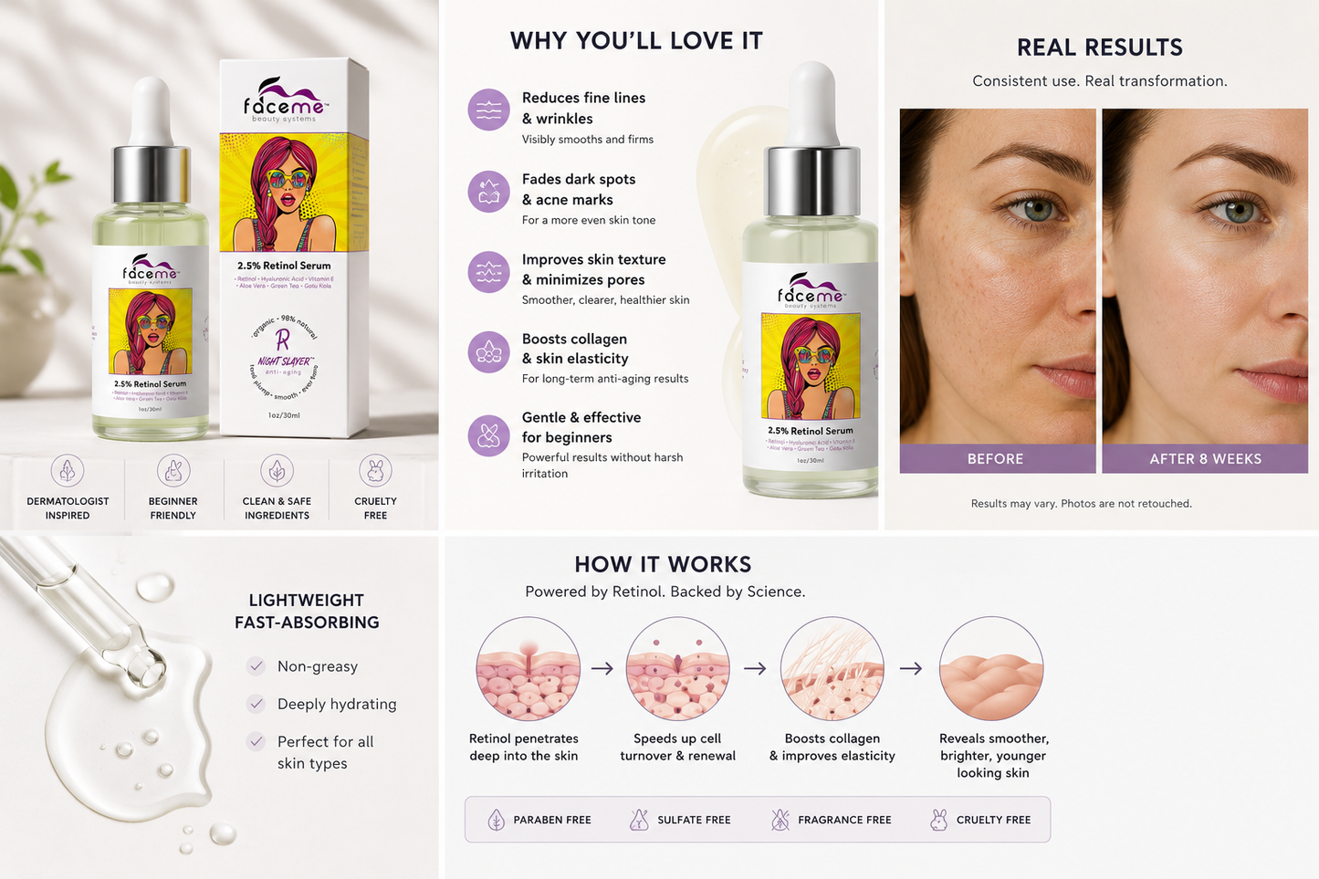 2.5% Retinol Serum for Beginners – Reduce Wrinkles & Dark Spots