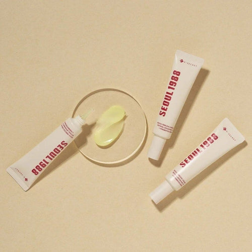 K-SECRET SEOUL 1988 eye cream by Cosmetolux with retinal liposomes and fermented bean extract in a sleek jar