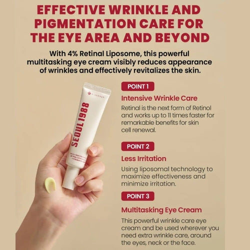 Cosmetolux K-SECRET SEOUL 1988 Eye Cream with retinal liposomes and fermented bean for nourishing and anti-aging eye care.
