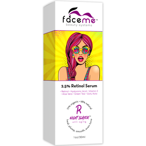 Cosmetolux 2.5% Retinol Serum in a clear glass bottle with dropper, designed for facial skincare and anti-aging treatment.