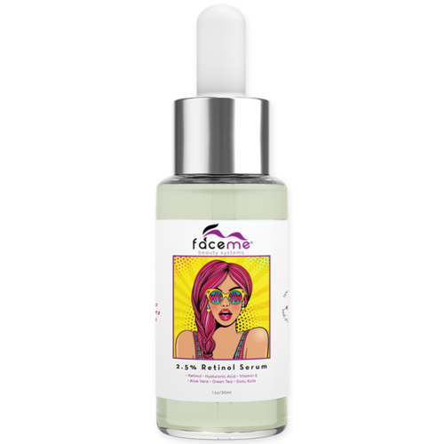 Cosmetolux 2.5% Retinol Serum in a clear glass bottle with dropper for anti-aging skincare and skin renewal.