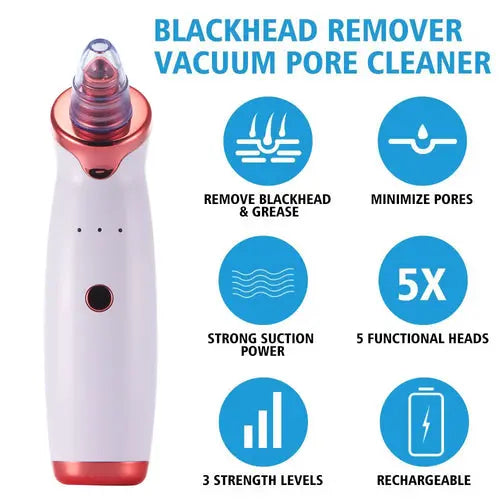 Cosmetolux electric blackhead remover device with multiple suction heads for acne treatment, displayed on a white background.