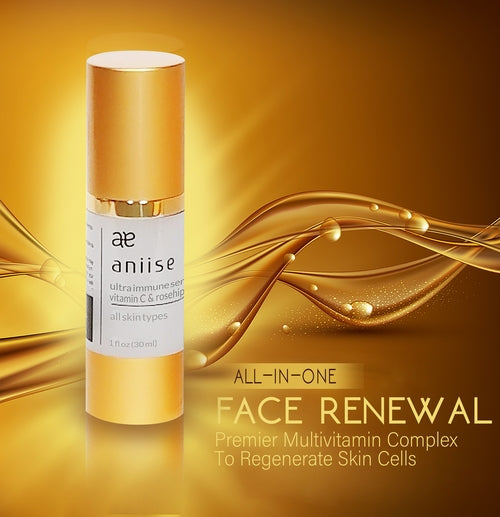 Cosmetolux Ultra-Immune Vitamin C Serum in a clear glass bottle with a dropper, designed for brightening and skin immunity.