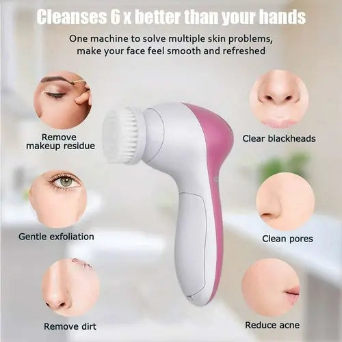 Five in One Face Cleansing Brush Set for Deep Cleaning and Gentle Massaging - The Ultimate Skincare Solution Cosmetolux