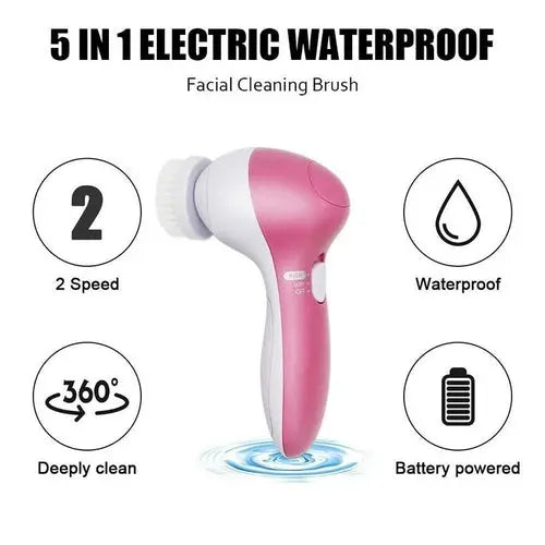 Five in One Face Cleansing Brush Set for Deep Cleaning and Gentle Massaging - The Ultimate Skincare Solution Cosmetolux