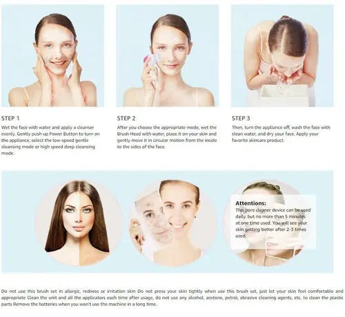 Five in One Face Cleansing Brush Set for Deep Cleaning and Gentle Massaging - The Ultimate Skincare Solution Cosmetolux