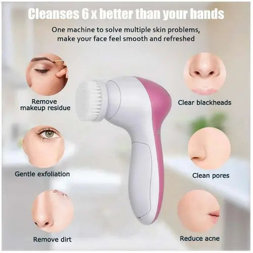 Five in One Face Cleansing Brush Set for Deep Cleaning and Gentle Massaging - The Ultimate Skincare Solution Cosmetolux