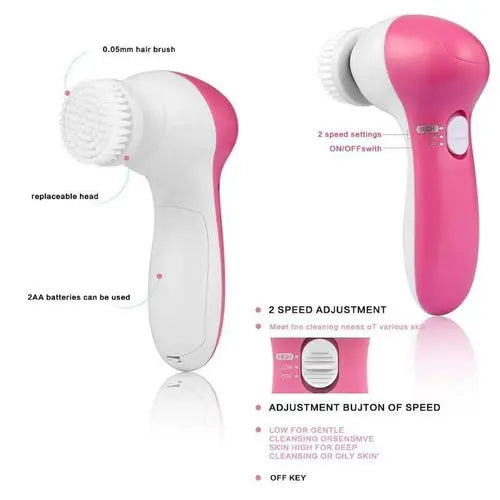 Five in One Face Cleansing Brush Set for Deep Cleaning and Gentle Massaging - The Ultimate Skincare Solution Cosmetolux